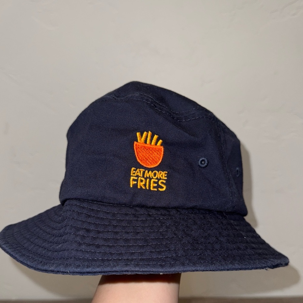 Eat More Fries Bucket Hat Sportsman 100% Cotton Navy Blue One Size Adult